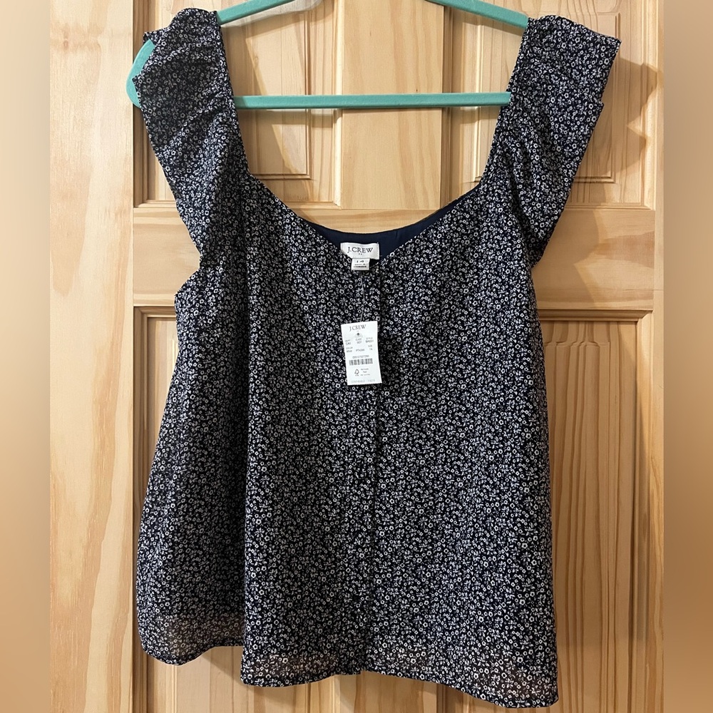 J. Crew Women's Dark Blue Floral Blouse